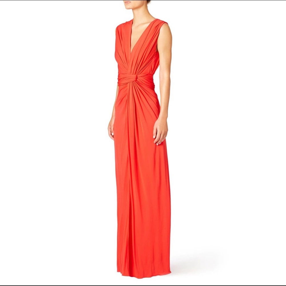 NWOT Vionnet Bright Red Twist Top Side Plunge Gown Size 38IT
